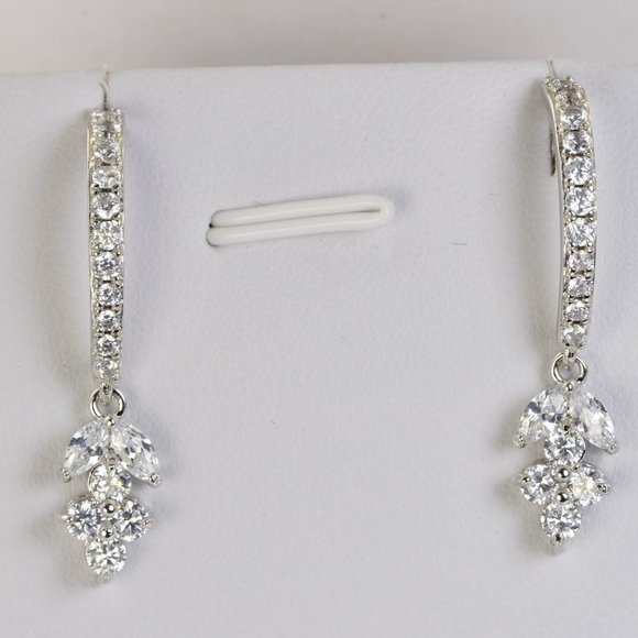 Luxury CZ Trendy Drop Brilliant Marquis Drop Dangle Earrings - Picture 3 of 4